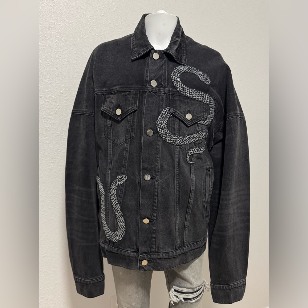 EUC Amiri Crystal Snake Denim Jacket